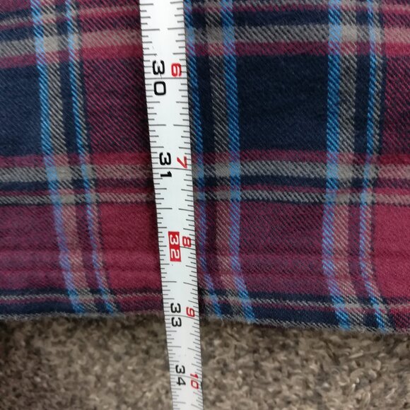 LL Bean Shirt Jacket Flannel Fleece Lined Purple Blue Plaid Mens Large Tall LT - Picture 8 of 8